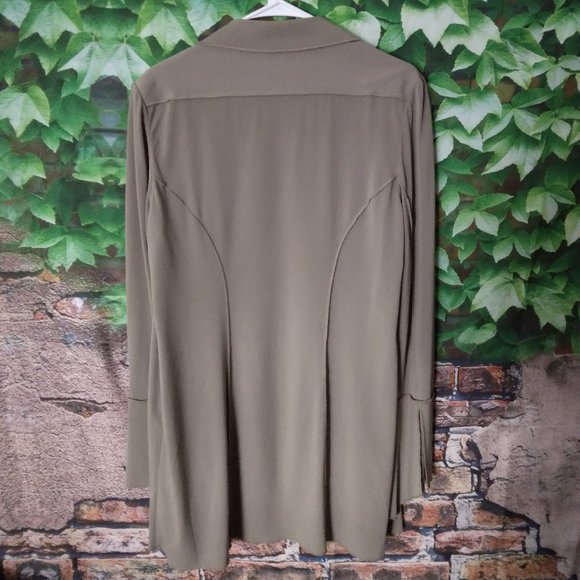 Dusty Green Open Front Sash Tie Cardigan - Picture 4 of 5